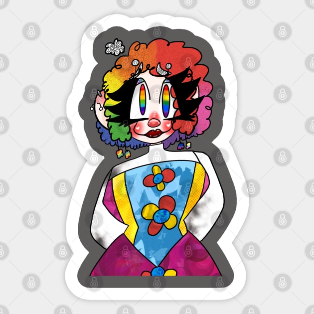 rainbow clown girl Sticker by Shard Art
